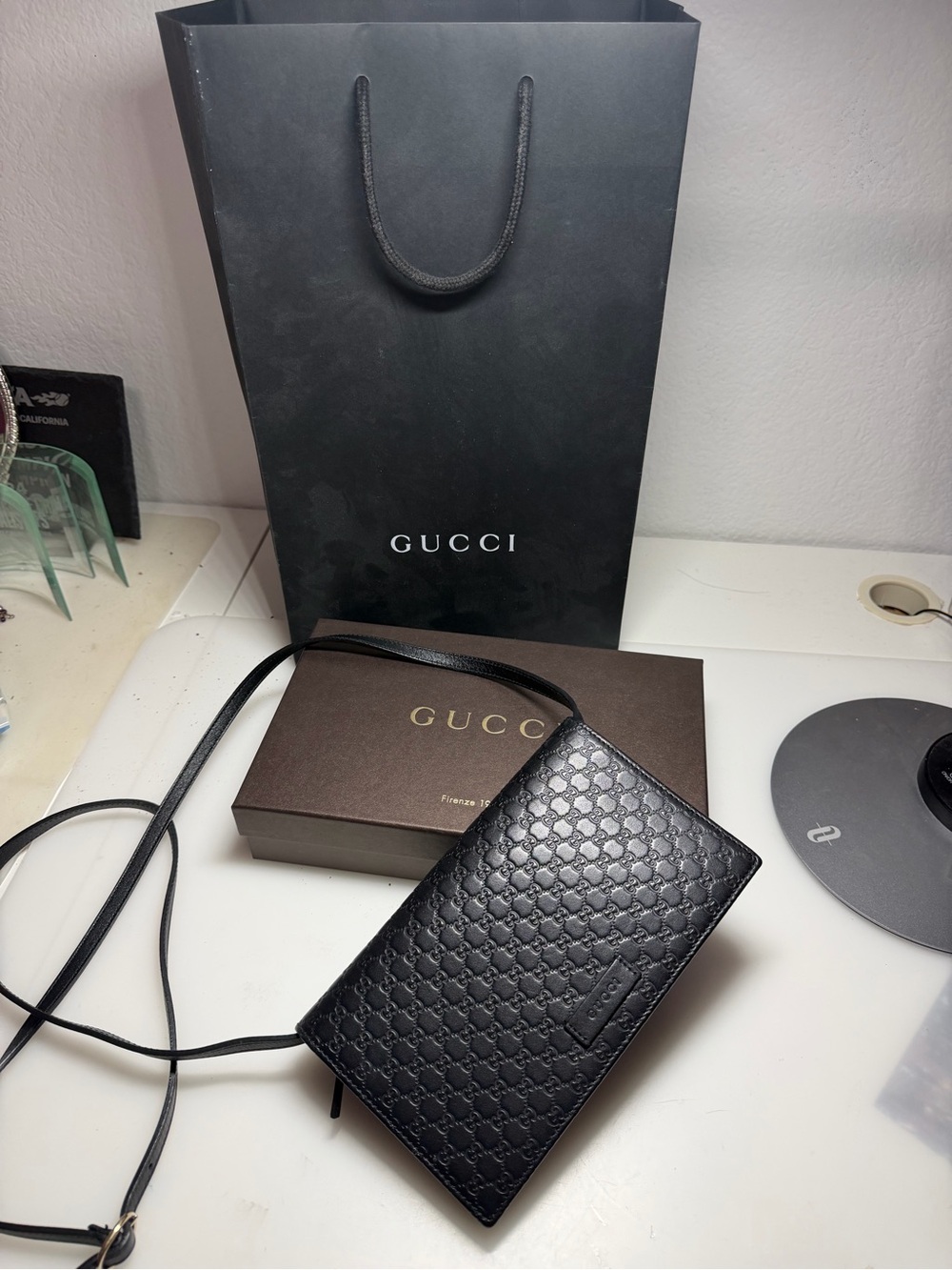NWT Soft Microguccissima Crossbody Wallet Black - Picture 5 of 9